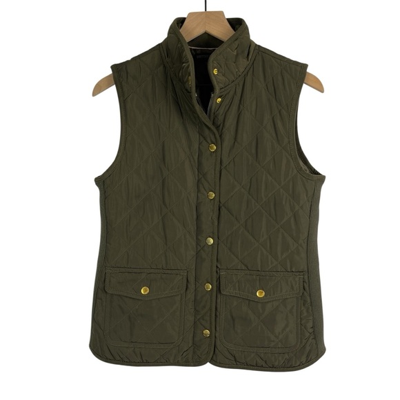 BRITISH KHAKI Womens Quilted Vest Equestrian Old Money Dark Academia Green Small - Picture 1 of 15